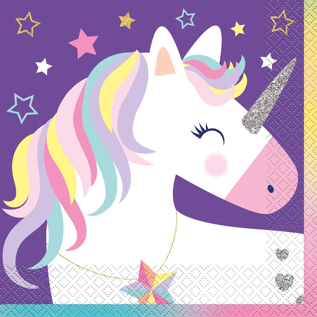 5 of each design Magical Unicorn Party Napkins 14 fold Luncheon napkins Set of 25 - 3 ply